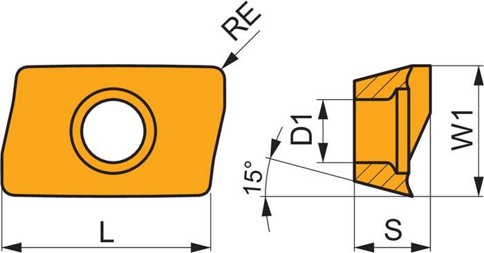 Fräswendeschneidplatte ISO ADMX 11T308SR-F:8215 D. 2,9mm PVD beschichtet PRAMET
