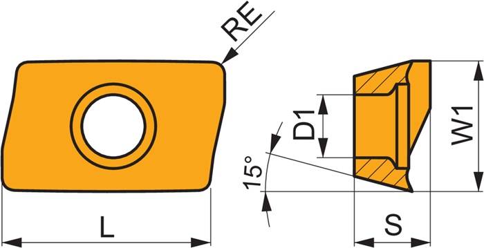 Fräswendeschneidplatte ISO ADMX 160604SR-M:8215 D. 4,5mm PVD beschichtet PRAMET