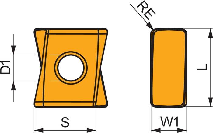 Fräswendeschneidplatte ISO LNEX 121012SR-M:M8330 Bohrungs-D. 4,4mm PRAMET