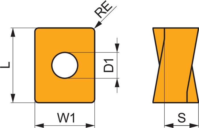 Fräswendeschneidplatte ISO LNGU 160708SR-M:M9325 D.5,7mm MT-CVD beschichtet