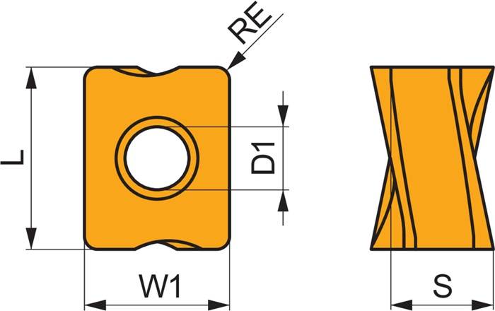 Fräswendeschneidplatte ISO LNGX 120508ER-M:8215 D. 4,5mm PVD beschichtet PRAMET
