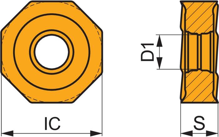 Fräswendeschneidplatte ISO ONMX 060508SR-W:8215 D. 5,7mm PVD beschichtet PRAMET