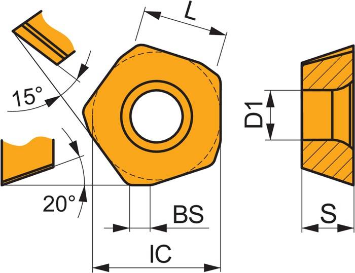 Fräswendeschneidplatte ISO PDMX 0905ZESR-R:8215 D. 5,5mm PVD beschichtet PRAMET