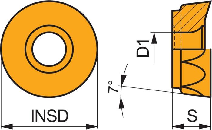 Fräswendeschneidplatte ISO RCMT 1606MOSN-M:M9340 D.5,5mm MT-CVD beschichtet