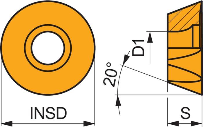 Fräswendeschneidplatte ISO REHT 1604M0EN-MM:M6330 D.5,5mm PVD beschichtet PRAMET