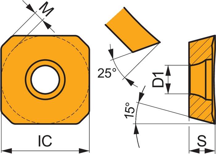 Fräswendeschneidplatte ISO SDMT 13T3AFSN-M:M6330 Bohrungs-D. 4,4mm PRAMET