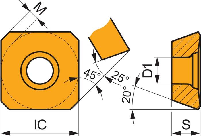 Fräswendeschneidplatte ISO SEMT 09T3AFSN:8215 D. 3,5mm PVD beschichtet PRAMET