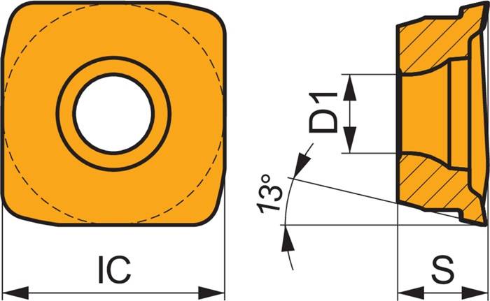 Fräswendeschneidplatte ISO SOHT 120514SR-MM:M9340 Bohrungs-D. 4,5mm PRAMET