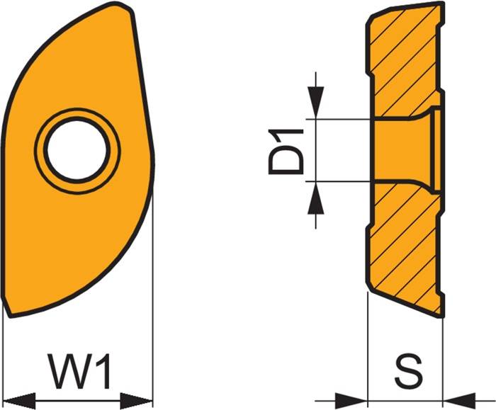 Fräswendeschneidplatte ISO ZP 20ER-R:M8345 Bohrungs-D. 4mm PVD beschichtet