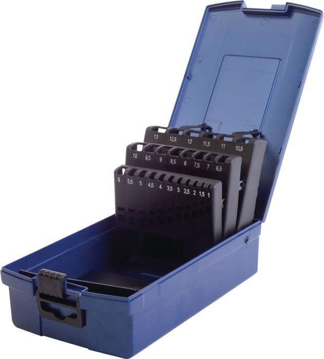 Leerkassette f.Spiralbohrer DIN 338 Abm.1-13mm steig.um 0,5mm 25-tlg.Ku.TECWERK