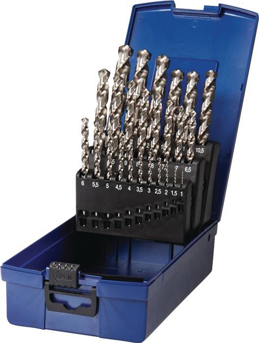 Spiralbohrersatz DIN 338 Typ UNI D.1-13x0,5mm HSS-Co 25-tlg.Ku.-Kass.TECWERK