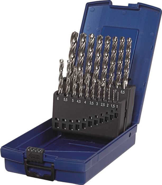 Spiralbohrersatz DIN 338 TypN Z3 D.1-10x0,5mm HSS-Co5 19-tlg.Ku.-Kass.TECWERK