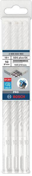 Hammerbohrer PRO SDS plus-5X D.10,0mm Arbeits-L.150mm L.210mm SDS plus 10 St.