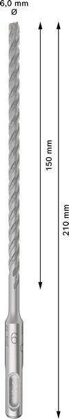 Hammerbohrer PRO SDS plus-5X D.6,0mm Arbeits-L.150mm L.210mm SDS plus 10 St.