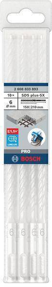 Hammerbohrer PRO SDS plus-5X D.6,0mm Arbeits-L.150mm L.210mm SDS plus 10 St.