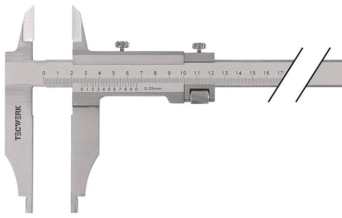 Werkstattmessschieber DIN 862 300mm m.Spitzen Schnabel-L.90mm TECWERK