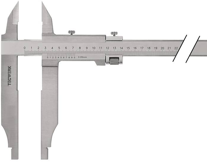 Werkstattmessschieber DIN 862 500mm m.Spitzen Schnabel-L.150mm TECWERK