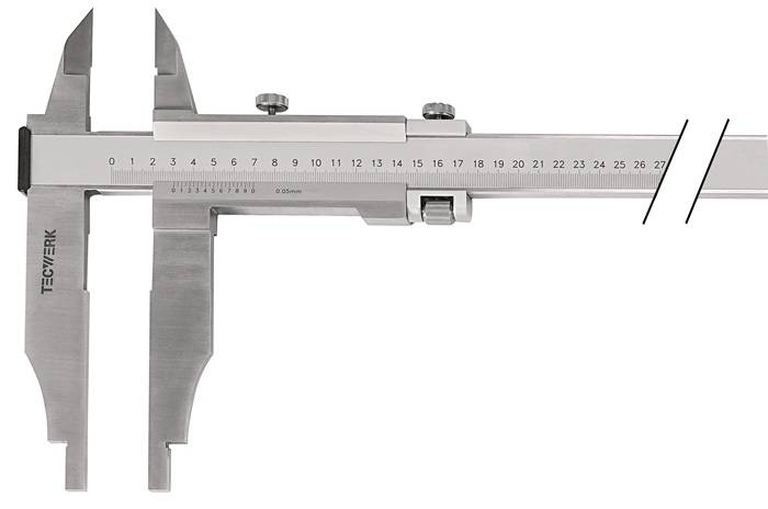 Werkstattmessschieber DIN 862 1000mm m.Spitzen Schnabel-L.150mm TECWERK