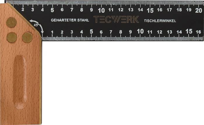 Schreinerwinkel Schenkel-L.200mm m.Gehrung Kurzer Schenkel 130mm TECWERK