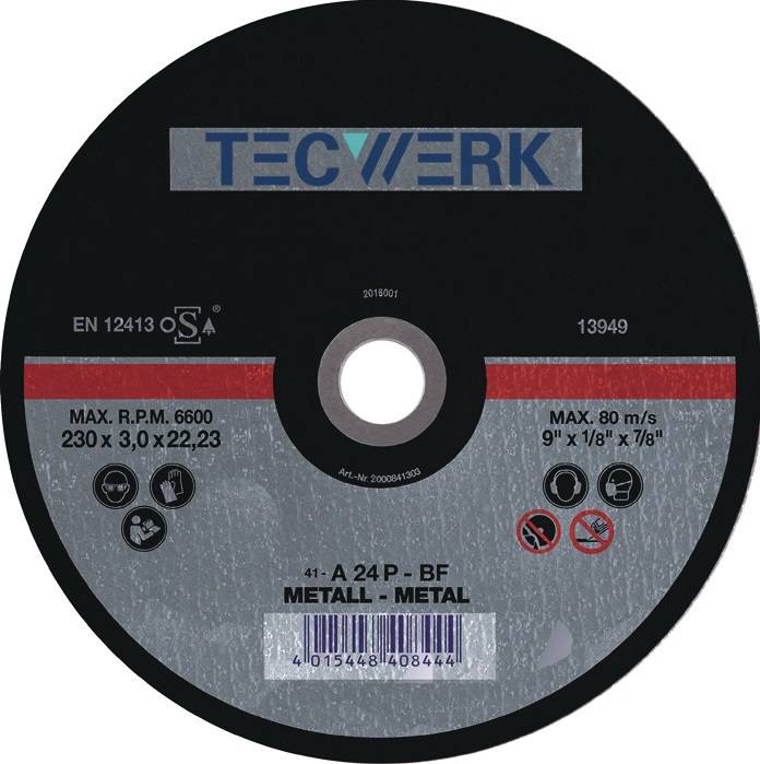 Trennscheibe D125x1mm ger.STA Bohr.22,23mm TECWERK