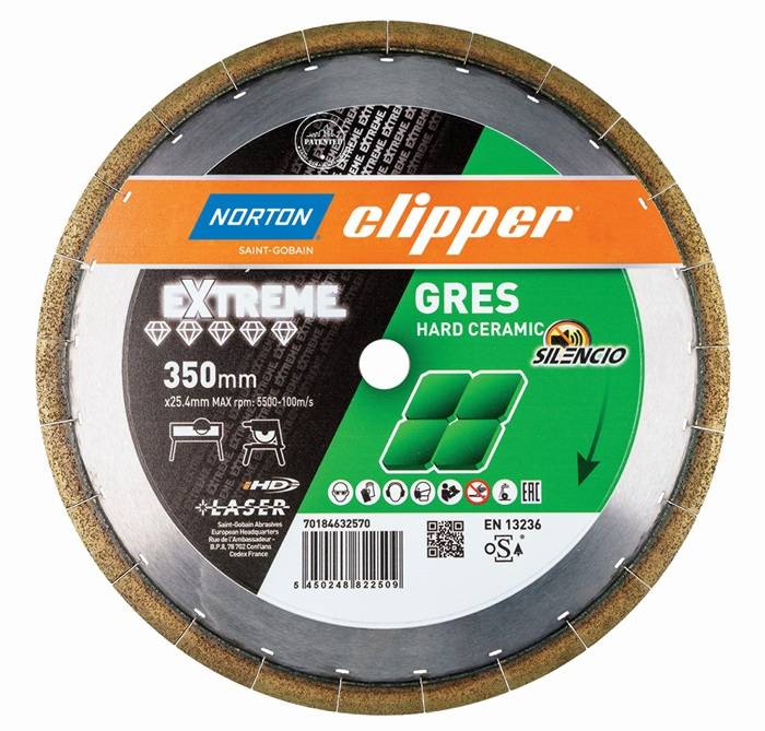 Diamanttrennscheibe Extreme Gres Silencio D.350mm Bohr.25,4mm Seg.-B.2,2mm