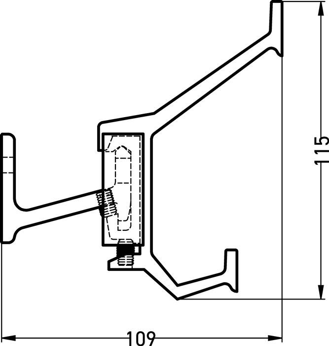 Wandgarderobe Alu.F1 ma silber 3 Hut-/Mantelhaken L.410mm