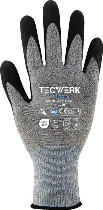 Handschuhe Flex Gr.10 grau/schwarz EN 388 PSA II TECWERK