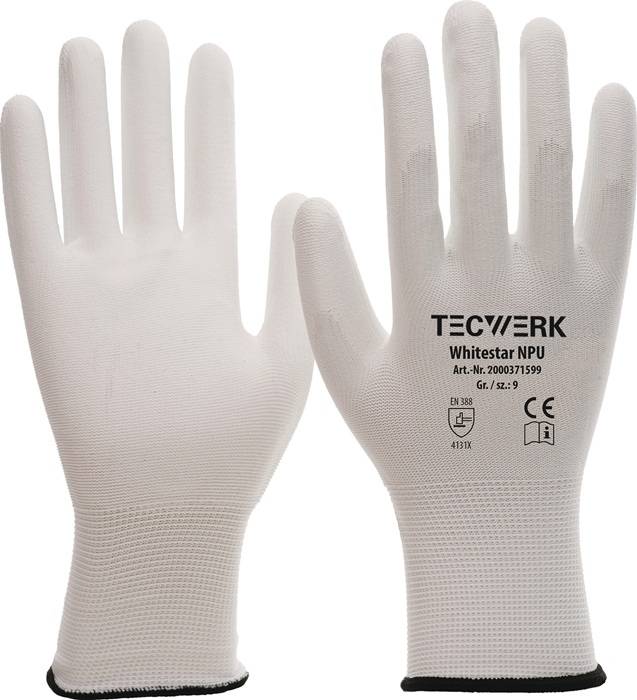 Handschuhe Whitestar NPU Gr.9 (XL) weiß EN 388 PSA II TECWERK