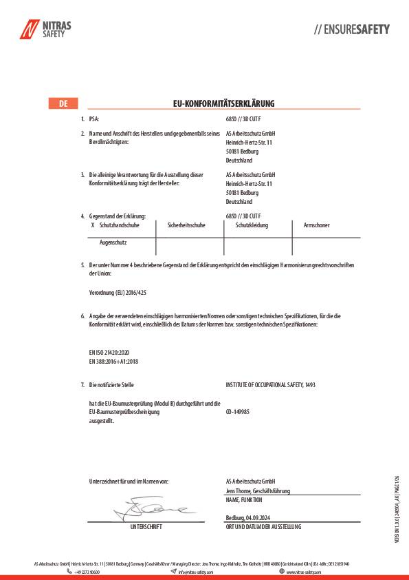 Schnittschutzhandschuhe 3D CUT F Gr.9 marineblau/schwarz EN ISO 21420,EN 388