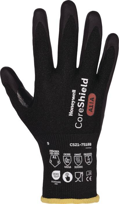 Schnittschutzhandschuhe CORESHIELD 18G BLACK Gr.8 schwarz EN 388,EN 407,EN 36350