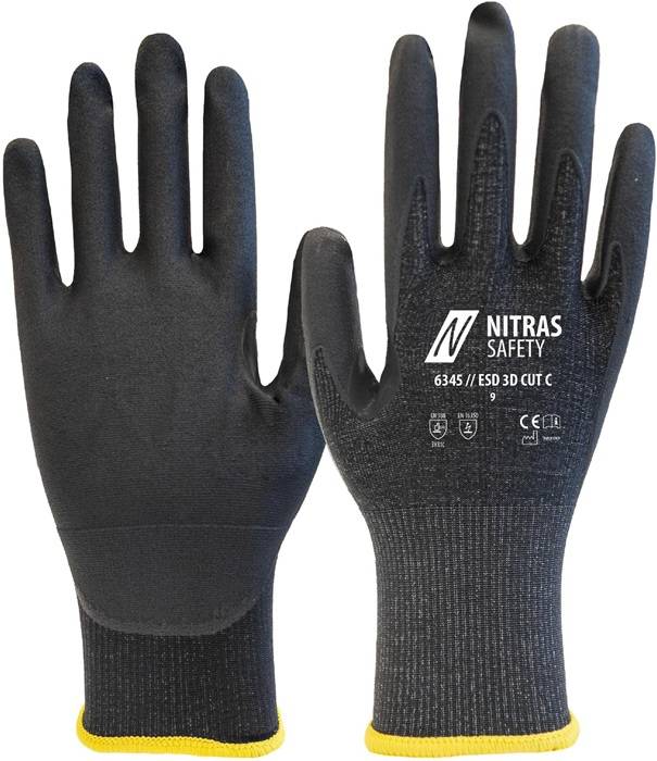 Schnittschutzhandschuhe ESD 3D CUT C Gr.10 anthrazit/schwarz EN 388 PSA II