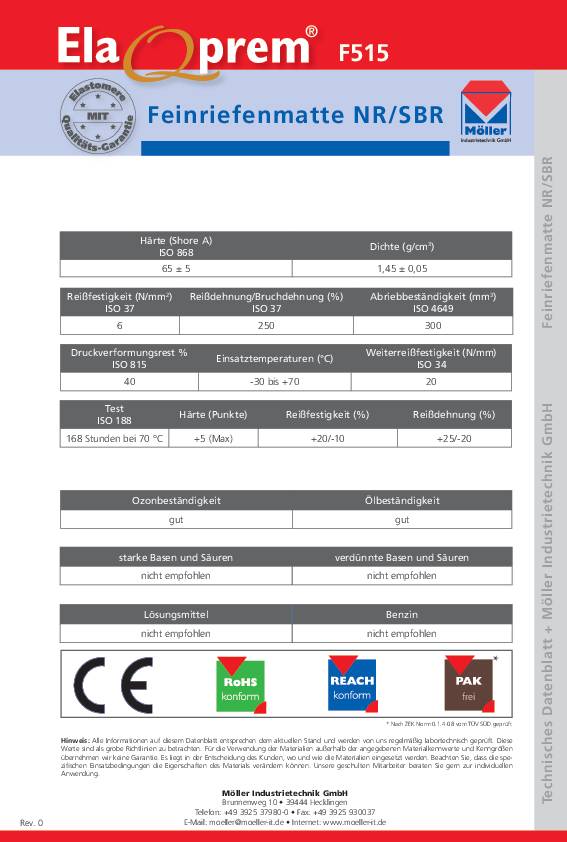 Gummifeinriefenmatte B.1m L.10m D.3mm schwarz NR/SBR o.Gewebeeinlage Rl.