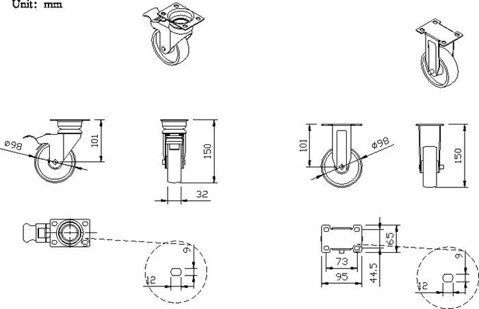 Rollensatz 4-tlg.4 Rollen,2x fix+2x schwenkbare Rl.f.Wkz.wagen TREND TECWERK