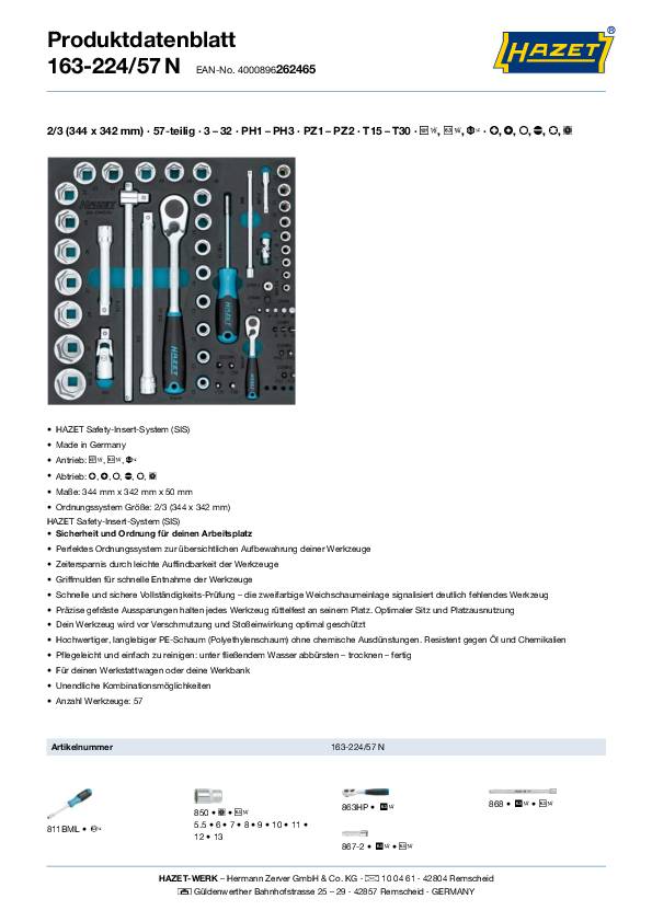 Werkzeugmodul 163-224/57N 57-tlg.2/3 (344x342 mm)