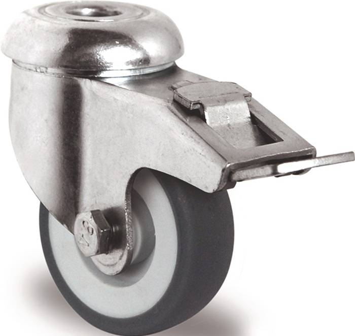 Lenkrolle m.Festst.D.75mm Trgf.75kg m.Rückenloch 11mm Gleitlager