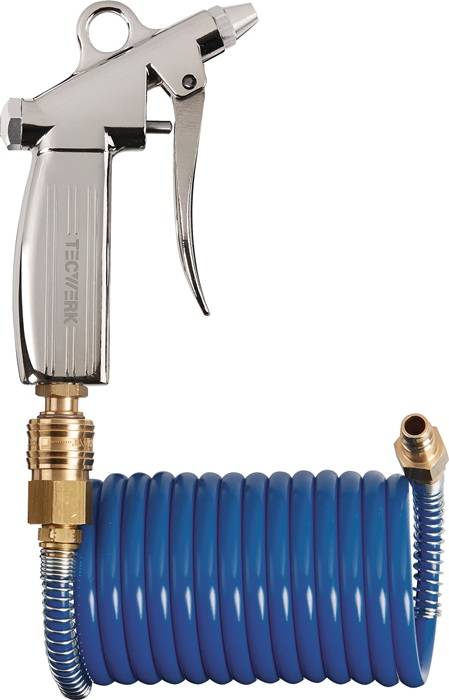 Spiralschlauch-Pistolen-Set ID 6mm AD 8mm L.2,5m blau Kuppl.DN 7,2 TECWERK