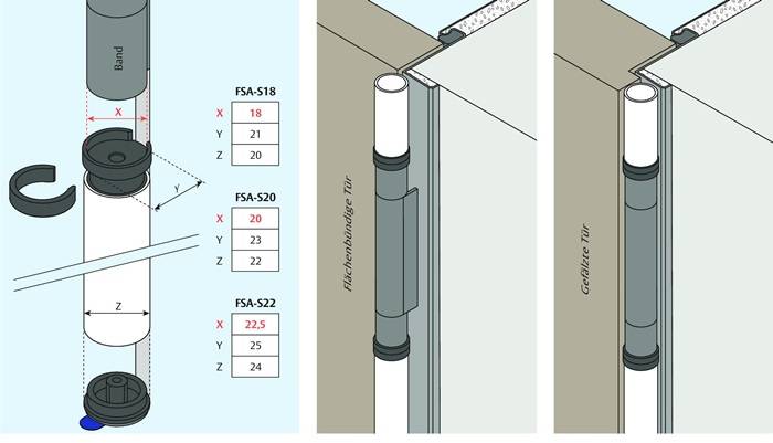 Fingersch.FSA 8800 L.1980mm f.3 Segmente,Bands.Band-D.20mm S20,farblos elox.EV1