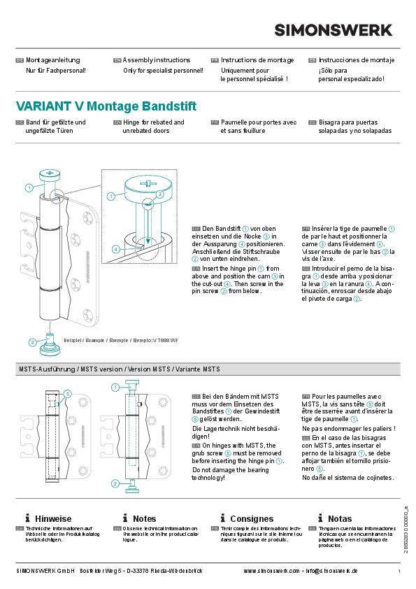 Flügelteil V 0020 2-tlg.STA vern.SIMONSWERK