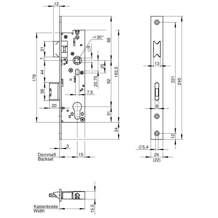 Panik-RR-Einsteckschl.6667 Funktion E DIN li.24/245/35/92/9
