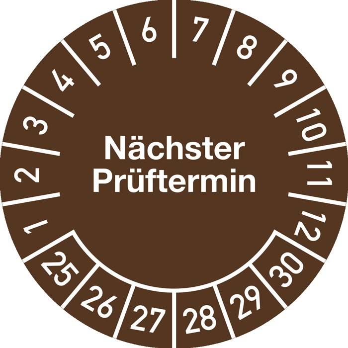 Mehrjahresprüfplakette D.20mm Nächster Prüftermin 2026-2031 Folie Btl.a 100 St.