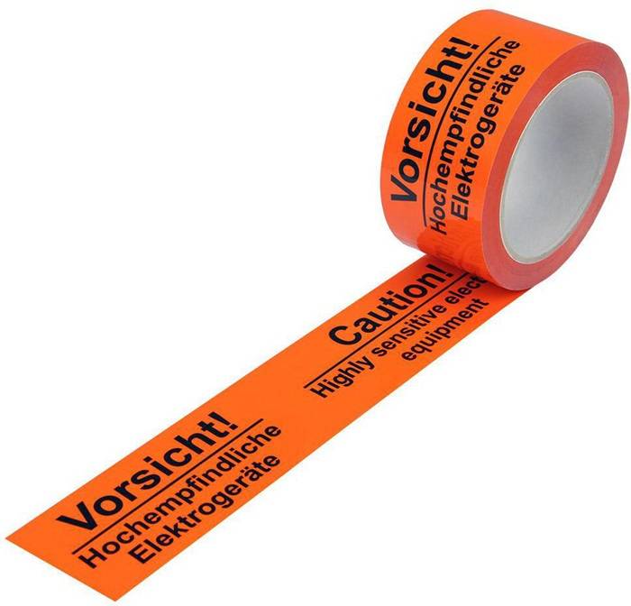 Warnklebeband Breite 50mm Länge 66m S.52µ PP Dr.Hochempf. Elektrogeräte TRANSPAK