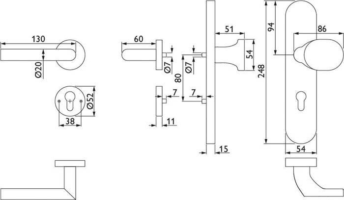 Kombi-Schutzgarnitur NW-103-2 VA 72mm 36-53mm TECWERK