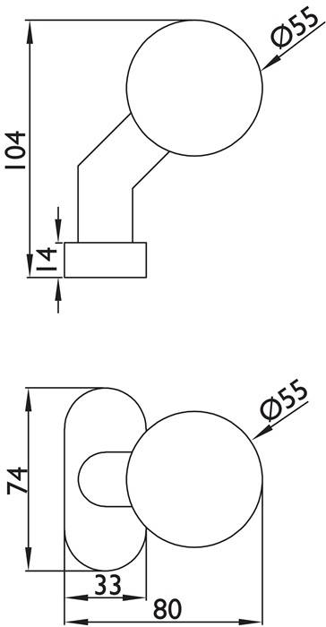 Rahmentürknopf 2085 Material VA 60 gekr.fest TECWERK