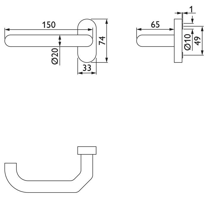 Feuerschutzdrückerlochteil NW- 591-1 VA 60 gekr.4-KT.9mm TECWERK