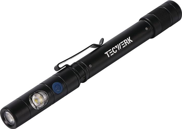 LED-Stiftleuchte Li-ion 90m blau/schwarz TECWERK
