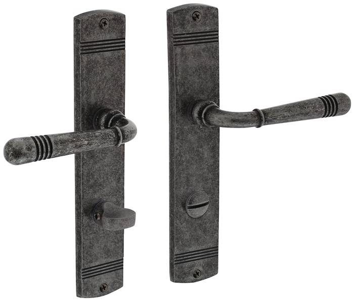 Langschildschildgarnitur Helena Zamak F77 Grau WC 72mm DIN L/R INTERSTEEL