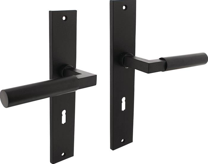 Langschildschildgarnitur Baustil Zamak F71 schwarz BB 72mm DIN L/R INTERSTEEL