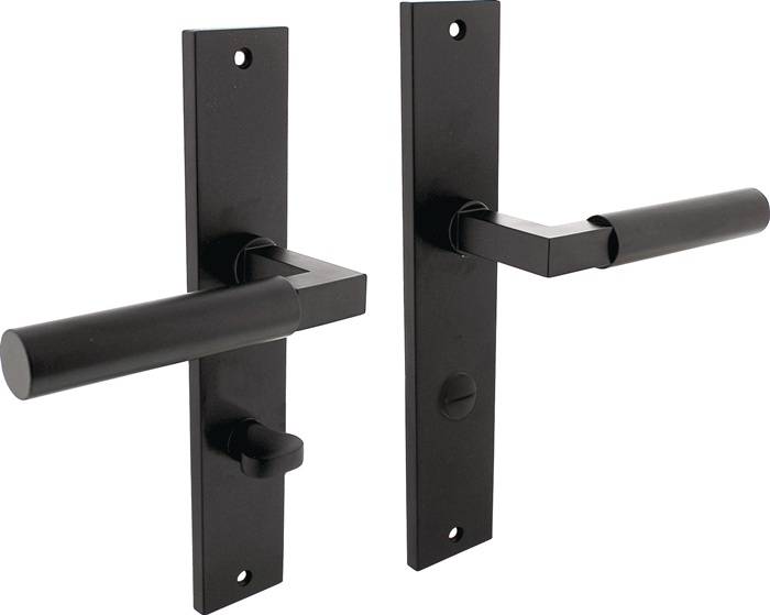 Langschildschildgarnitur Baustil Zamak F71 schwarz WC 72mm DIN L/R INTERSTEEL