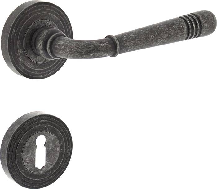 Rosetten-Drückergarnitur Helena Zamak F77 grau BB