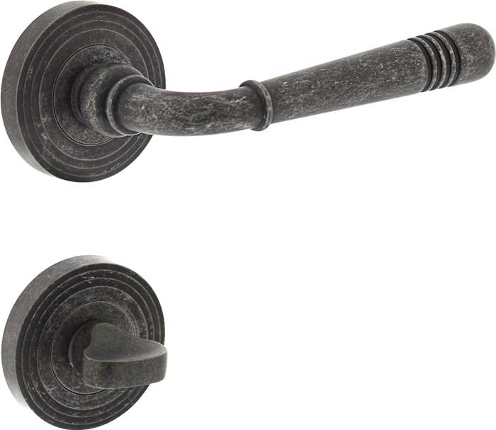 Rosetten-Drückergarnitur Helena Zamak F77 grau WC